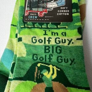 Blue Q Mens Big Golf Guy Crew Socks Green Combed Cotton SW881 Size 7-12